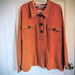 Bucketlist sz Medium 100% terry cotton boho comfy casual cozy sweater button up